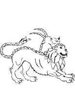 Coloriage animal mythologique - mi-lion mi-licorne